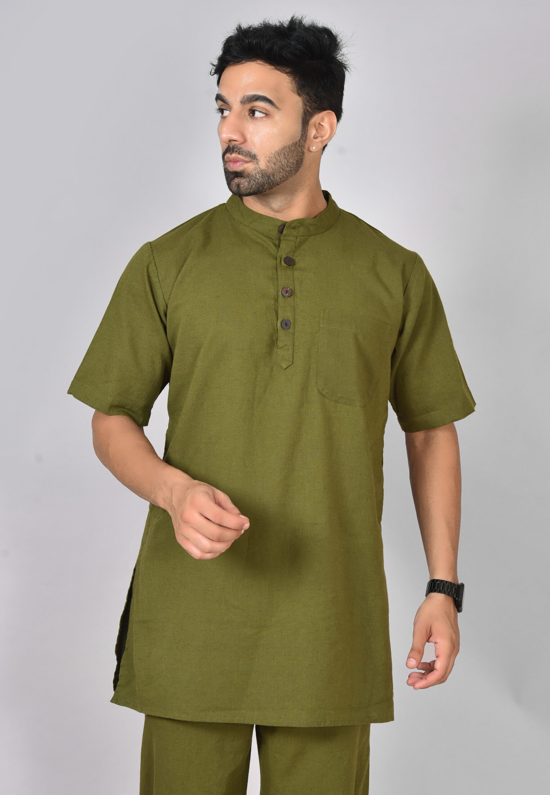 Kurta Half Sleeve (Olive Green) - Image 8