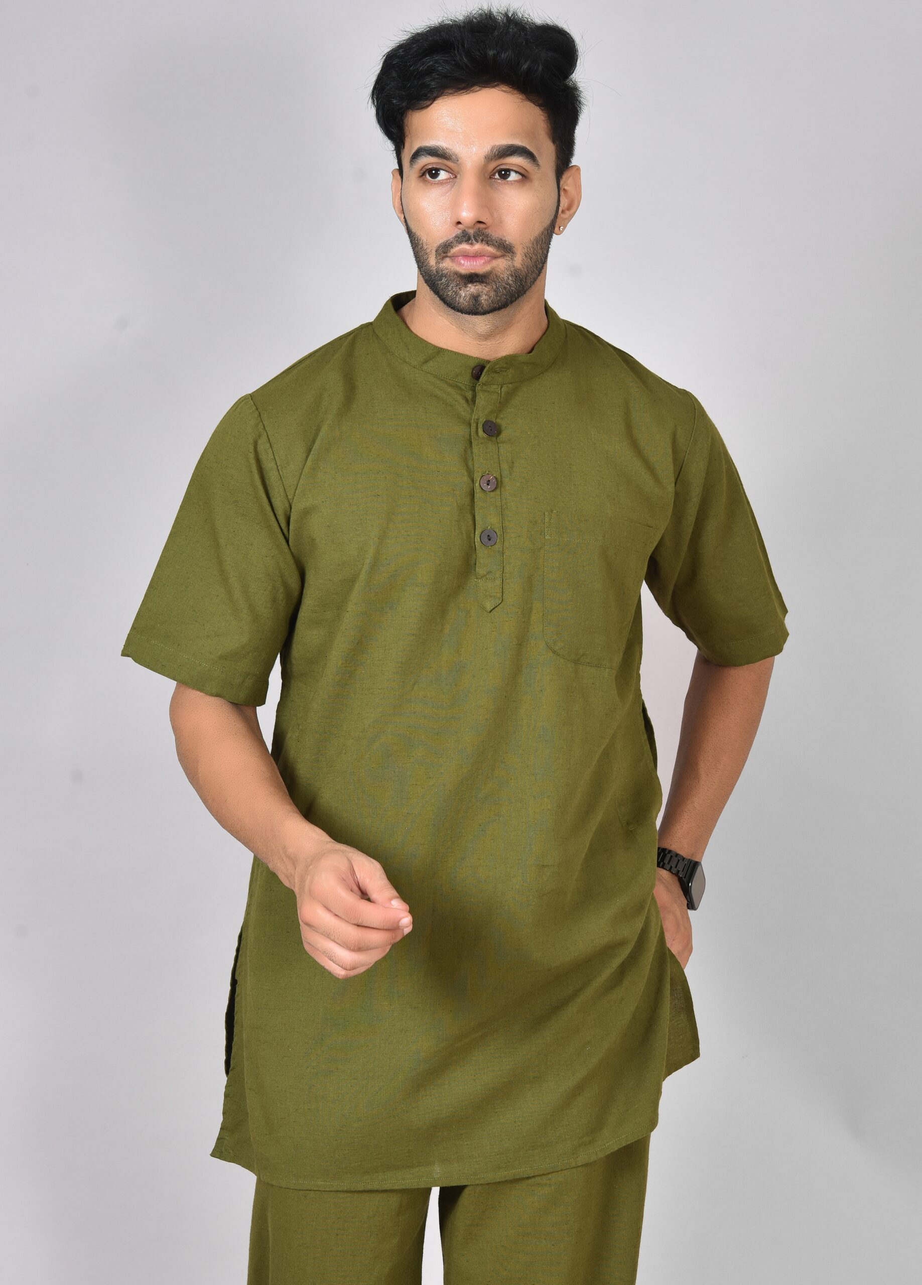 Kurta Half Sleeve (Olive Green) - Image 7