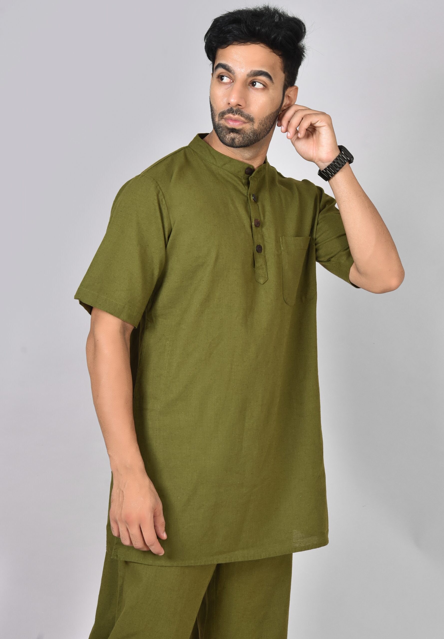 Kurta Half Sleeve (Olive Green) - Image 5