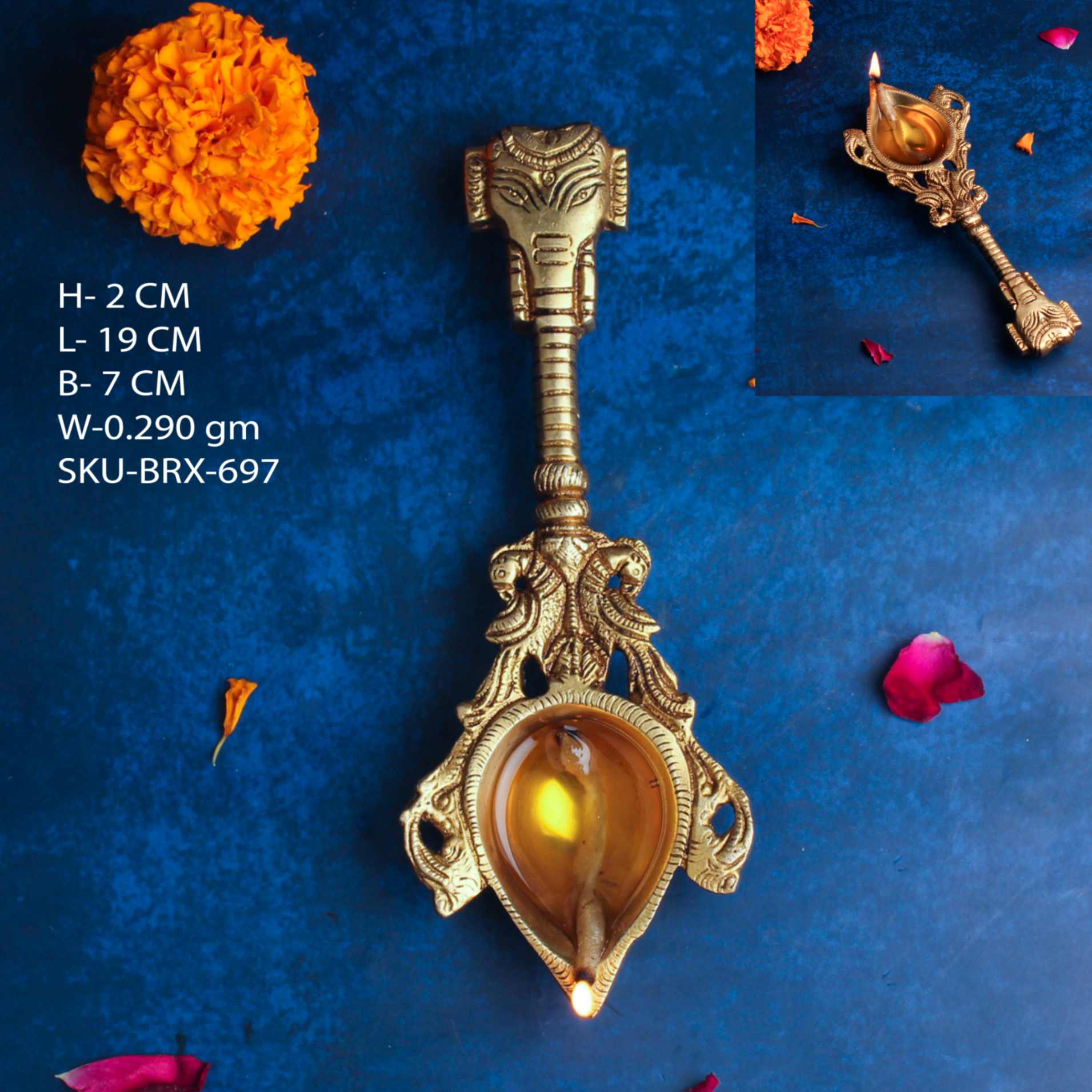 BRASS GANESH AARTI SPOON / LAMP